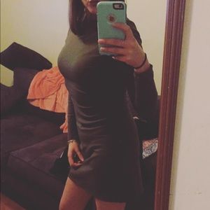 Army green long sleeve dress